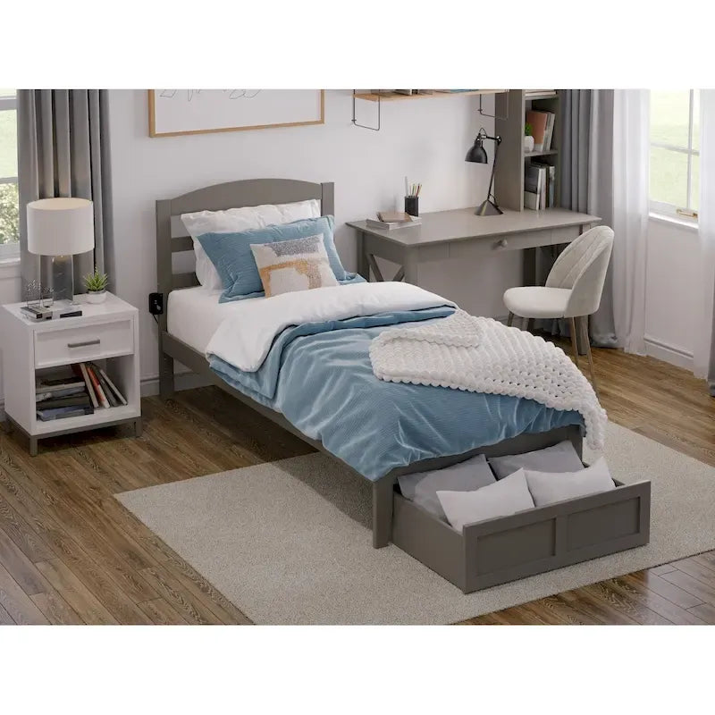 AFI Warren Platform Bed with Foot Drawer and Charging Station