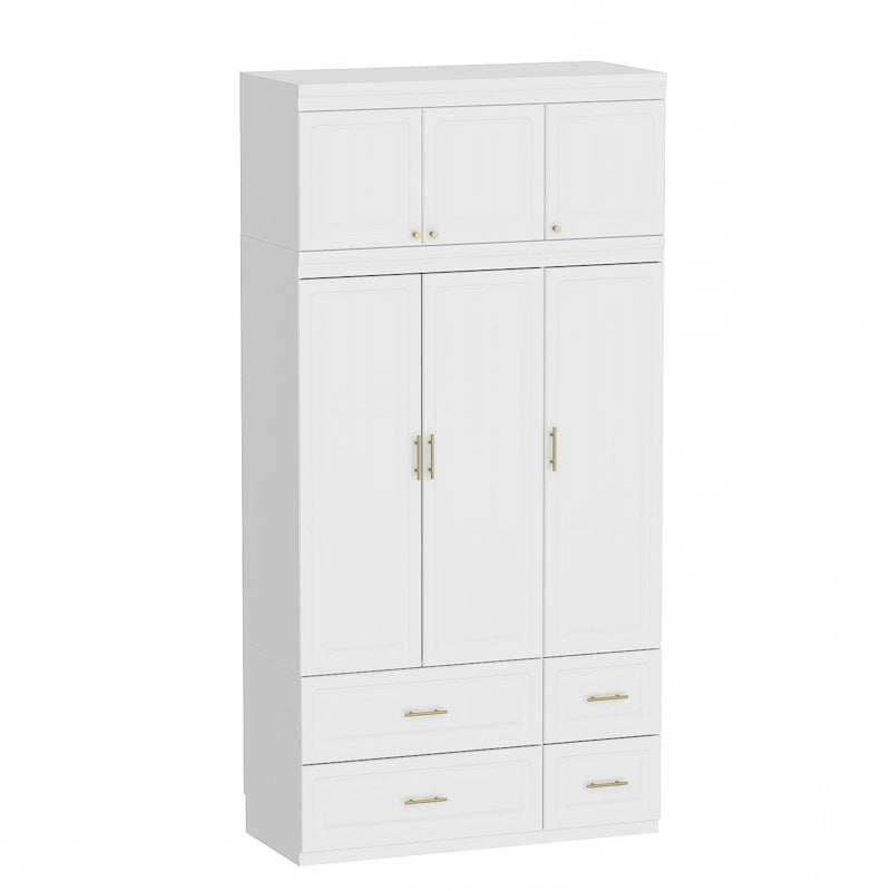 FUFU&GAGA Large Armoire Combo Wardrobes Closet Storage Cabinet White