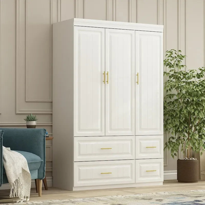FUFU&GAGA Large Armoire Combo Wardrobes Closet Storage Cabinet White