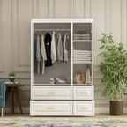 FUFU&GAGA Large Armoire Combo Wardrobes Closet Storage Cabinet White