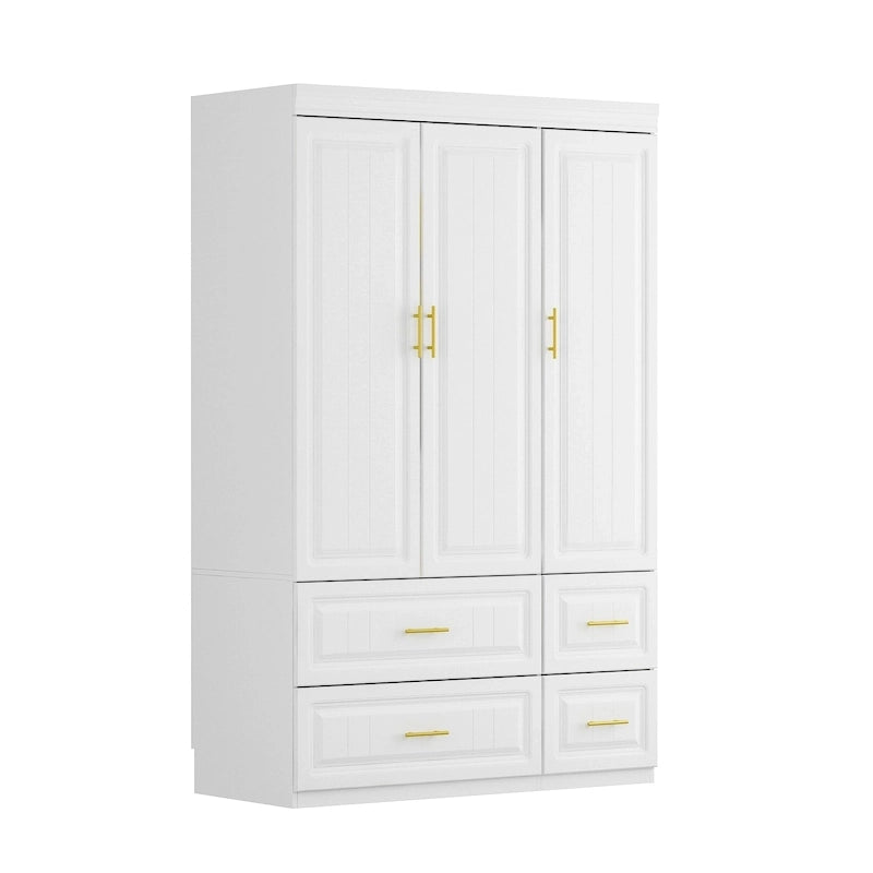 FUFU&GAGA Large Armoire Combo Wardrobes Closet Storage Cabinet White