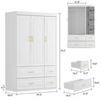 FUFU&GAGA Large Armoire Combo Wardrobes Closet Storage Cabinet White