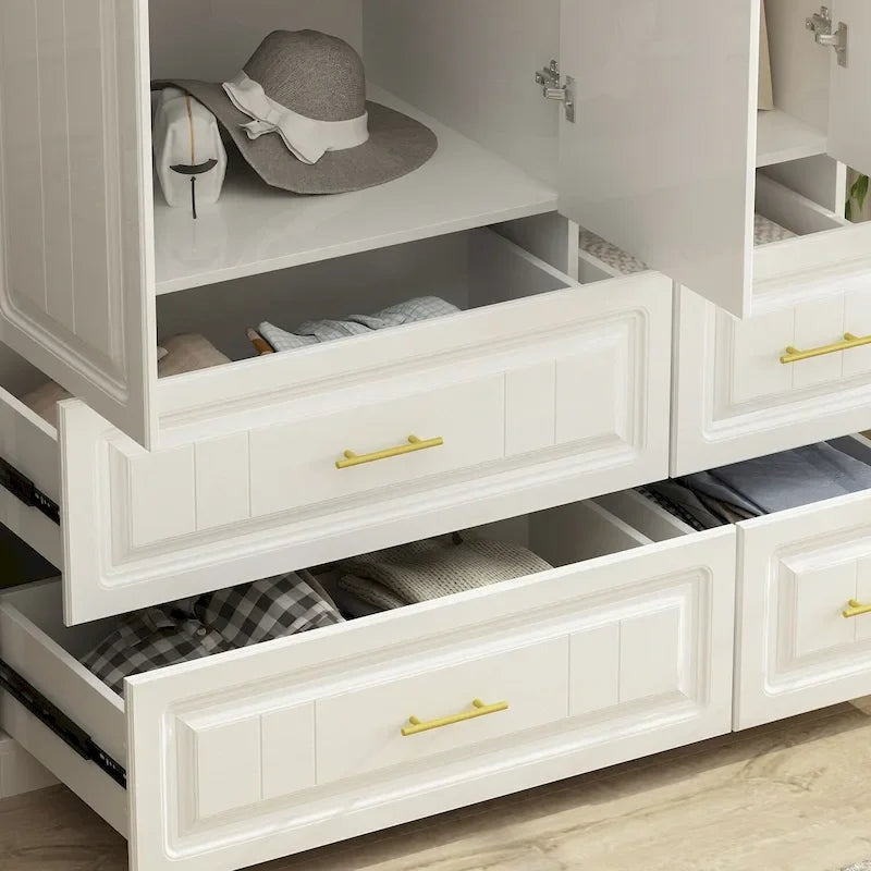 FUFU&GAGA Large Armoire Combo Wardrobes Closet Storage Cabinet White