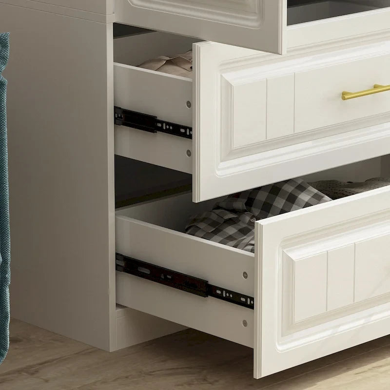 FUFU&GAGA Large Armoire Combo Wardrobes Closet Storage Cabinet White