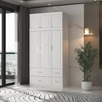 FUFU&GAGA Large Armoire Combo Wardrobes Closet Storage Cabinet White