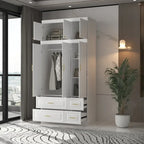 FUFU&GAGA Large Armoire Combo Wardrobes Closet Storage Cabinet White