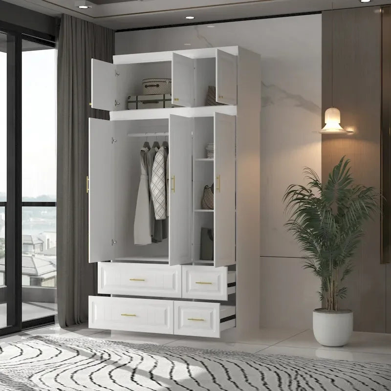 FUFU&GAGA Large Armoire Combo Wardrobes Closet Storage Cabinet White