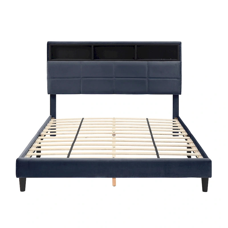 Rosdale Grey Upholstered Storage Bed w/ USBs by Furniture of America
