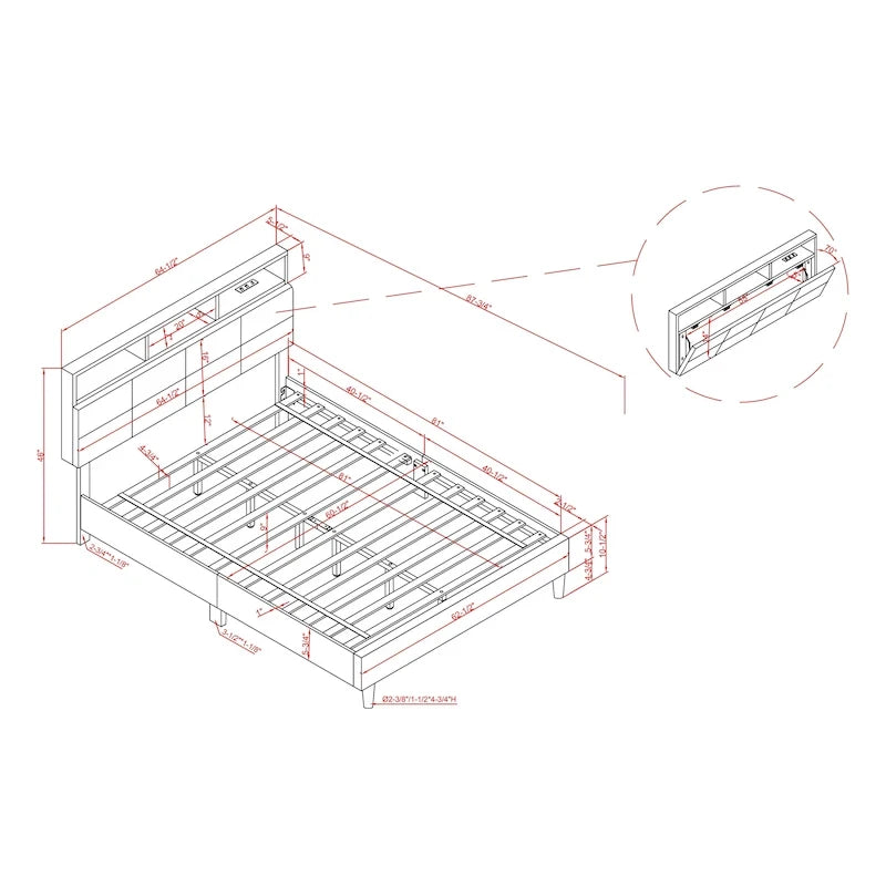 Rosdale Grey Upholstered Storage Bed w/ USBs by Furniture of America