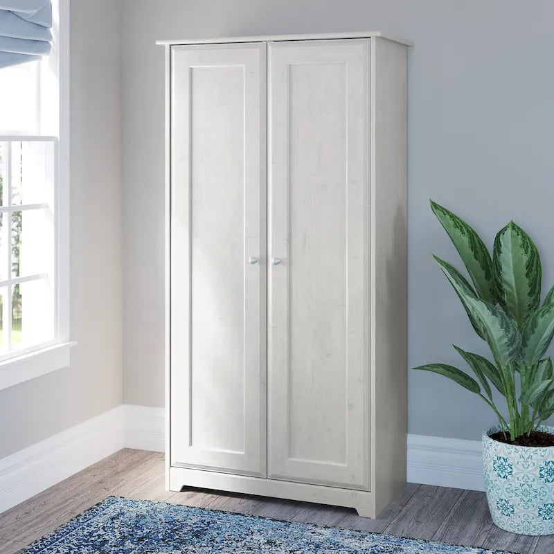 Cabot Espresso Oak Tall Storage Cabinet with Doors - 31.38L x 16.30W x 61.14H