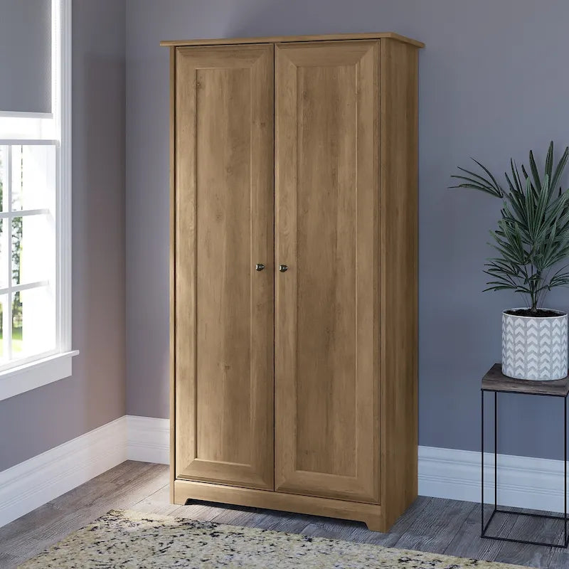 Cabot Espresso Oak Tall Storage Cabinet with Doors - 31.38L x 16.30W x 61.14H