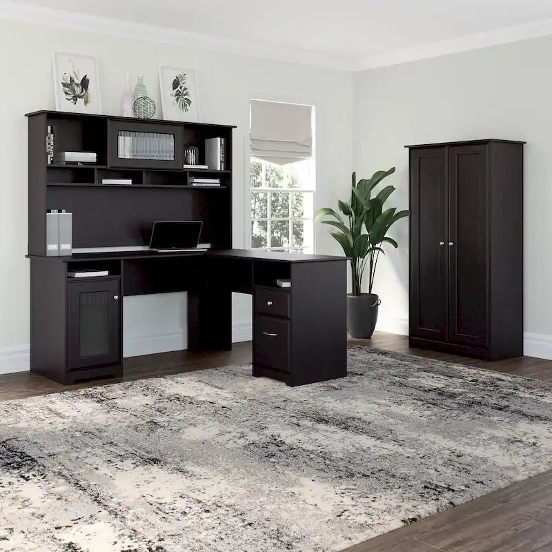 Cabot Espresso Oak Tall Storage Cabinet with Doors - 31.38L x 16.30W x 61.14H