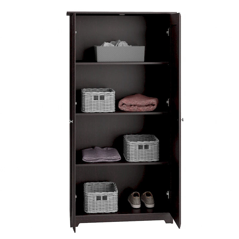 Cabot Espresso Oak Tall Storage Cabinet with Doors - 31.38L x 16.30W x 61.14H