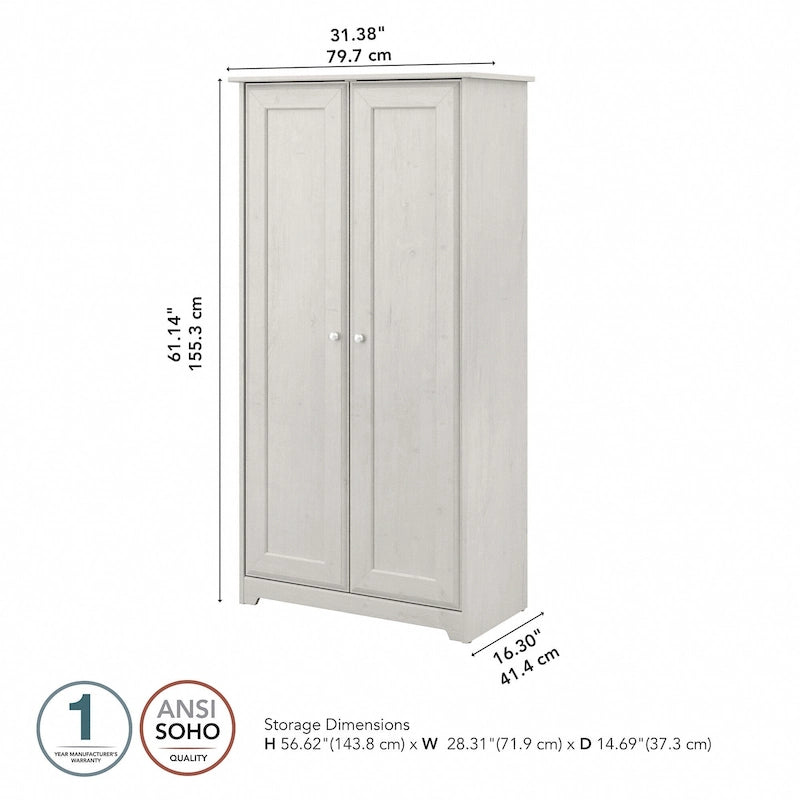 Cabot Espresso Oak Tall Storage Cabinet with Doors - 31.38L x 16.30W x 61.14H