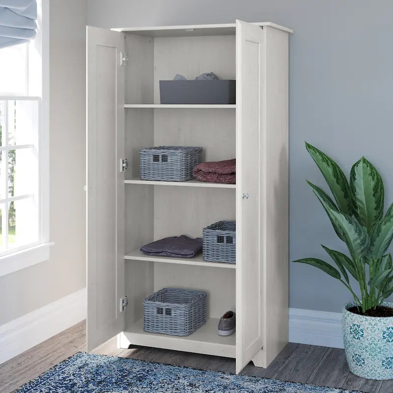Cabot Espresso Oak Tall Storage Cabinet with Doors - 31.38L x 16.30W x 61.14H