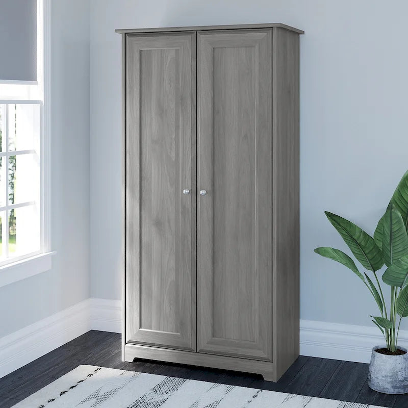 Cabot Espresso Oak Tall Storage Cabinet with Doors - 31.38L x 16.30W x 61.14H
