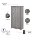 Cabot Espresso Oak Tall Storage Cabinet with Doors - 31.38L x 16.30W x 61.14H