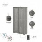 Cabot Espresso Oak Tall Storage Cabinet with Doors - 31.38L x 16.30W x 61.14H
