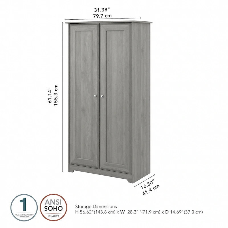 Cabot Espresso Oak Tall Storage Cabinet with Doors - 31.38L x 16.30W x 61.14H
