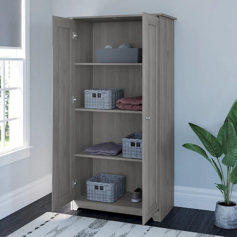 Cabot Espresso Oak Tall Storage Cabinet with Doors - 31.38L x 16.30W x 61.14H