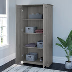 Cabot Espresso Oak Tall Storage Cabinet with Doors - 31.38L x 16.30W x 61.14H