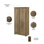 Cabot Espresso Oak Tall Storage Cabinet with Doors - 31.38L x 16.30W x 61.14H