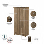 Cabot Espresso Oak Tall Storage Cabinet with Doors - 31.38L x 16.30W x 61.14H