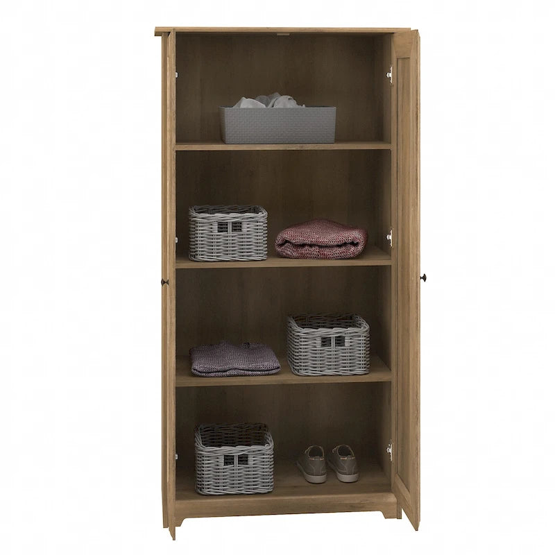 Cabot Espresso Oak Tall Storage Cabinet with Doors - 31.38L x 16.30W x 61.14H