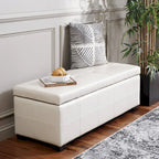 SAFAVIEH Harper Tufted Brown Bicast-Leather Large Storage Bench - 46.9 x 18.3 x 16.7 - 47Wx18Dx17H