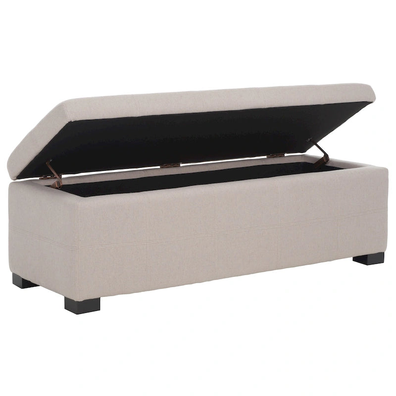 SAFAVIEH Harper Tufted Brown Bicast-Leather Large Storage Bench - 46.9 x 18.3 x 16.7 - 47Wx18Dx17H
