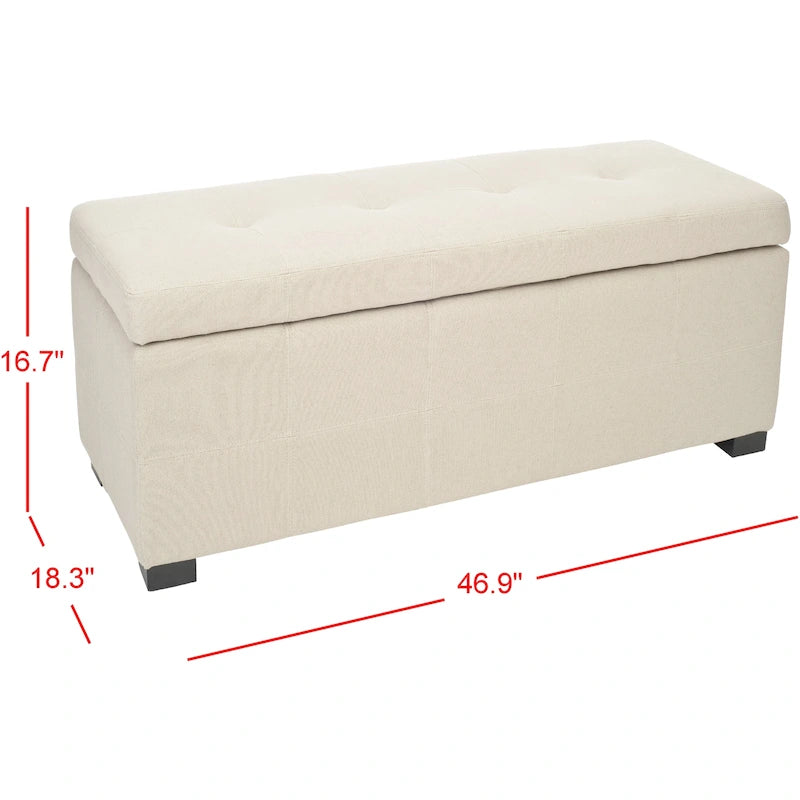 SAFAVIEH Harper Tufted Brown Bicast-Leather Large Storage Bench - 46.9 x 18.3 x 16.7 - 47Wx18Dx17H