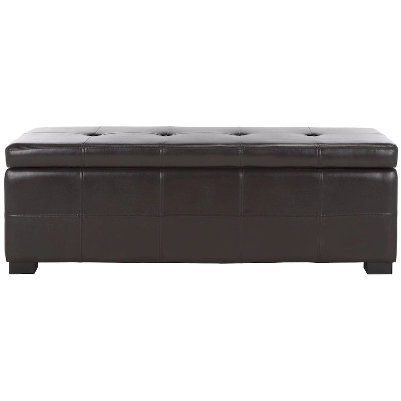 SAFAVIEH Harper Tufted Brown Bicast-Leather Large Storage Bench - 46.9 x 18.3 x 16.7 - 47Wx18Dx17H