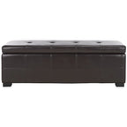 SAFAVIEH Harper Tufted Brown Bicast-Leather Large Storage Bench - 46.9 x 18.3 x 16.7 - 47Wx18Dx17H