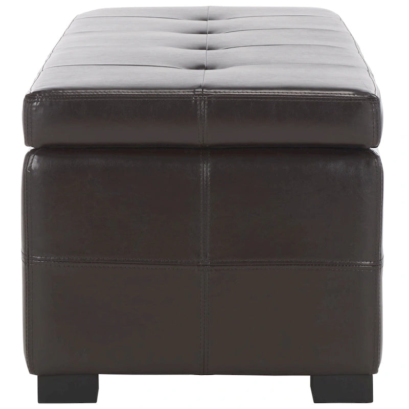 SAFAVIEH Harper Tufted Brown Bicast-Leather Large Storage Bench - 46.9 x 18.3 x 16.7 - 47Wx18Dx17H