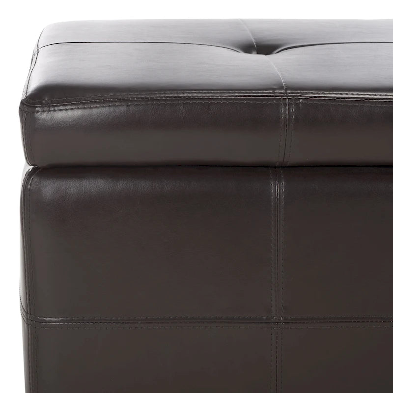 SAFAVIEH Harper Tufted Brown Bicast-Leather Large Storage Bench - 46.9 x 18.3 x 16.7 - 47Wx18Dx17H