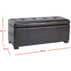 SAFAVIEH Harper Tufted Brown Bicast-Leather Large Storage Bench - 46.9 x 18.3 x 16.7 - 47Wx18Dx17H