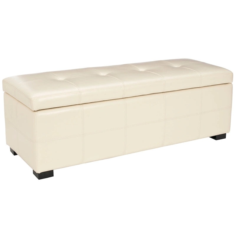 SAFAVIEH Harper Tufted Brown Bicast-Leather Large Storage Bench - 46.9 x 18.3 x 16.7 - 47Wx18Dx17H