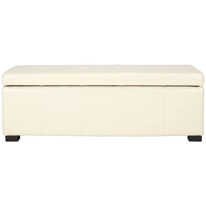 SAFAVIEH Harper Tufted Brown Bicast-Leather Large Storage Bench - 46.9 x 18.3 x 16.7 - 47Wx18Dx17H