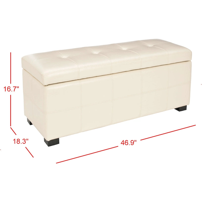 SAFAVIEH Harper Tufted Brown Bicast-Leather Large Storage Bench - 46.9 x 18.3 x 16.7 - 47Wx18Dx17H