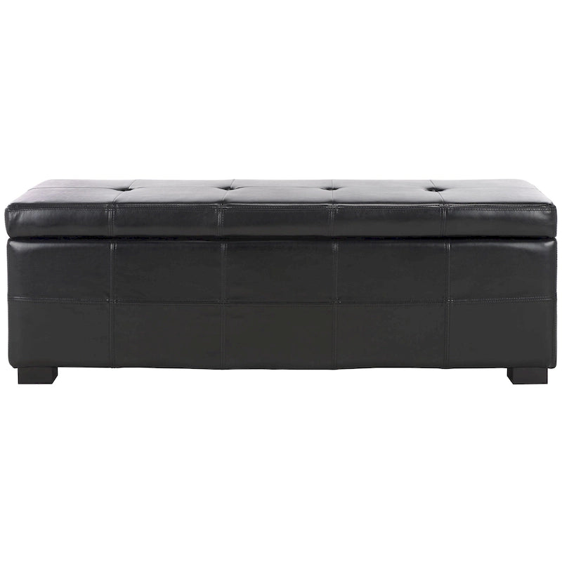 SAFAVIEH Harper Tufted Brown Bicast-Leather Large Storage Bench - 46.9 x 18.3 x 16.7 - 47Wx18Dx17H