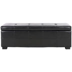SAFAVIEH Harper Tufted Brown Bicast-Leather Large Storage Bench - 46.9 x 18.3 x 16.7 - 47Wx18Dx17H