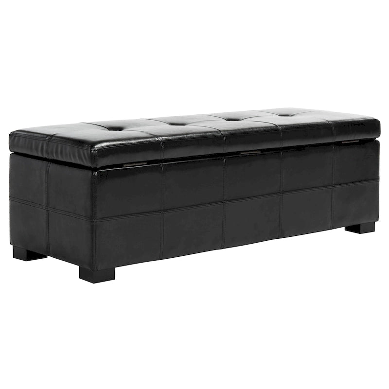SAFAVIEH Harper Tufted Brown Bicast-Leather Large Storage Bench - 46.9 x 18.3 x 16.7 - 47Wx18Dx17H