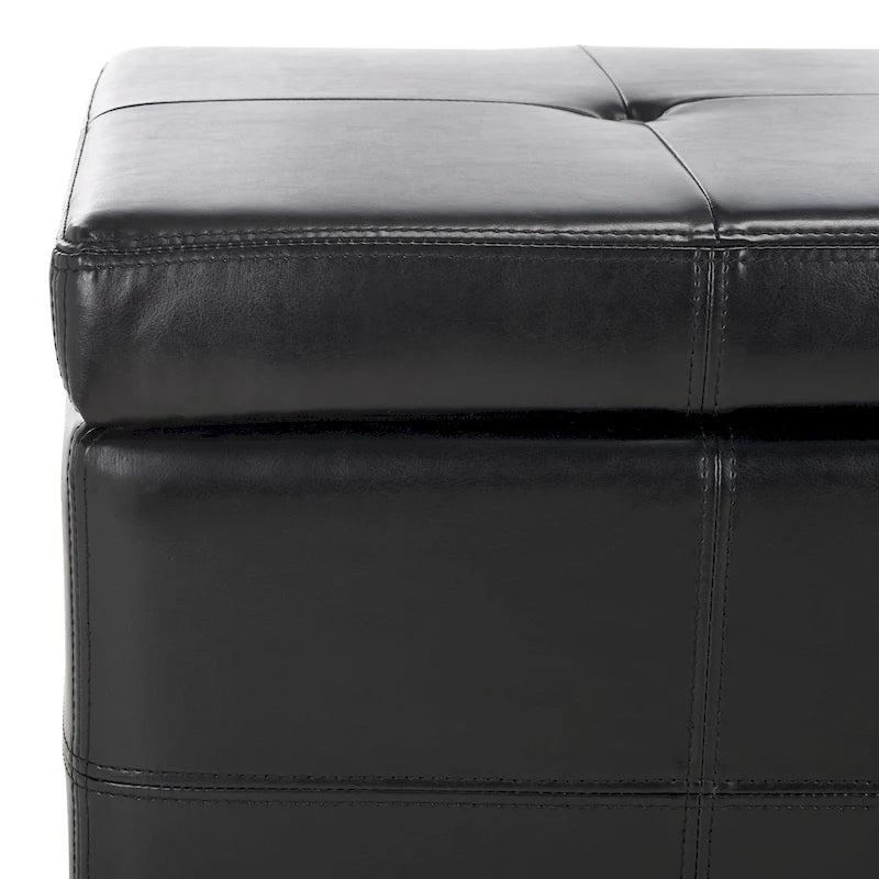 SAFAVIEH Harper Tufted Brown Bicast-Leather Large Storage Bench - 46.9 x 18.3 x 16.7 - 47Wx18Dx17H