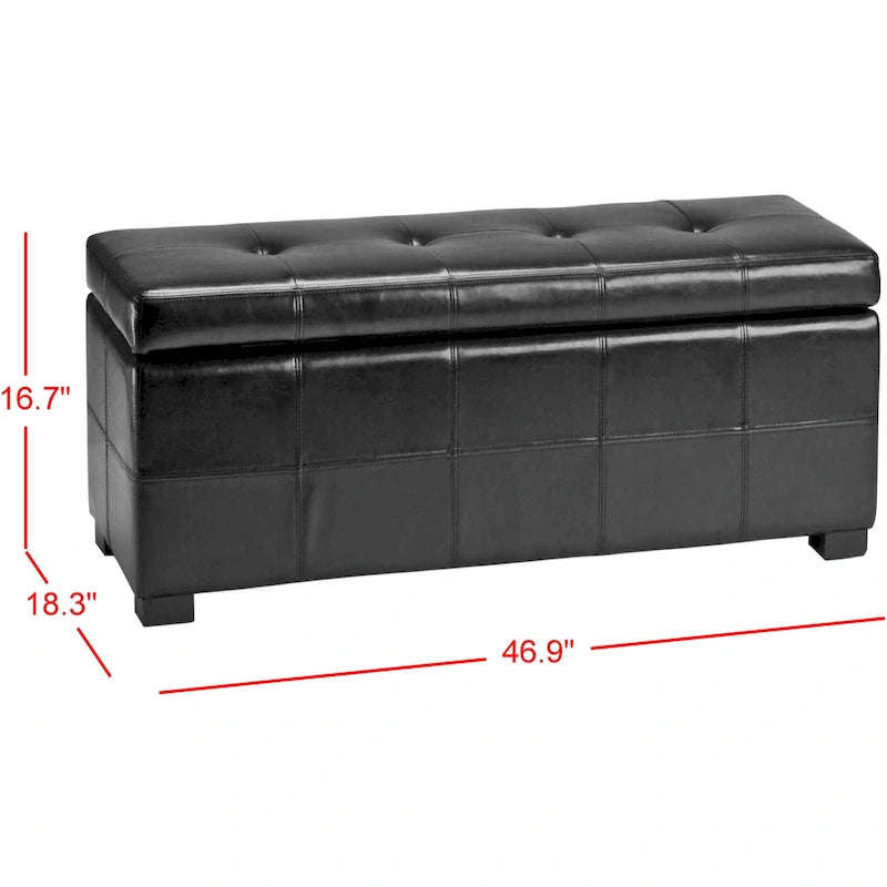SAFAVIEH Harper Tufted Brown Bicast-Leather Large Storage Bench - 46.9 x 18.3 x 16.7 - 47Wx18Dx17H