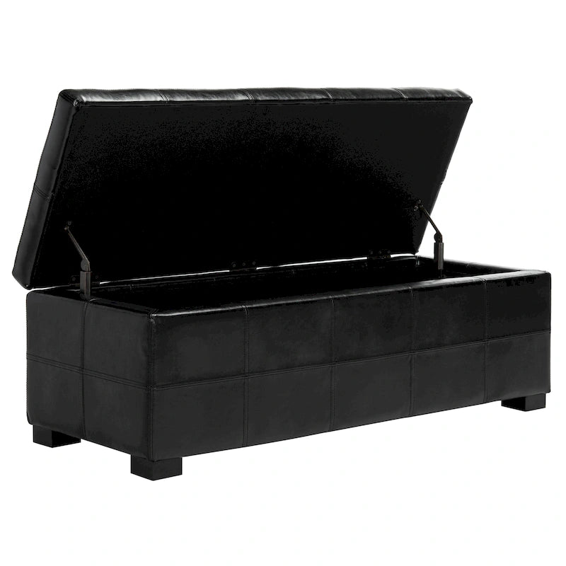 SAFAVIEH Harper Tufted Brown Bicast-Leather Large Storage Bench - 46.9 x 18.3 x 16.7 - 47Wx18Dx17H