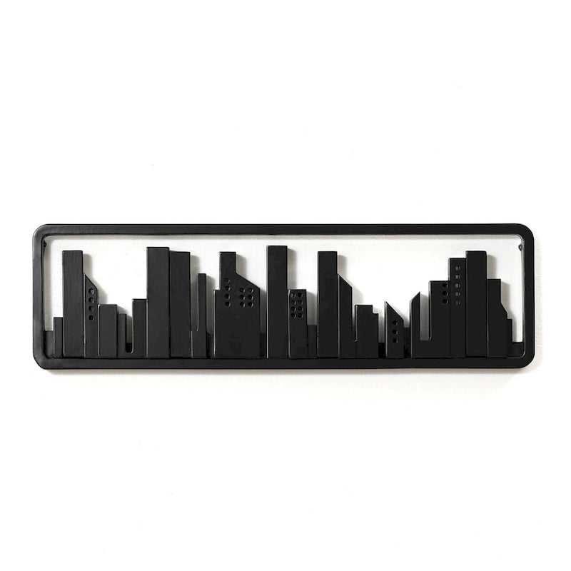 Black Wood 4-Hook Wall-Mounted Coat and Towel Rack - 22.3 Wide