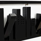 Black Wood 4-Hook Wall-Mounted Coat and Towel Rack - 22.3 Wide