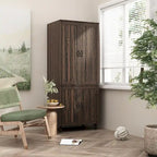 Space-Saving Storage Solution Pantry Cabinet w/Dark Wood Grain Kitchen - 31.5Wx23.6Dx78.7H