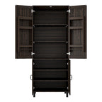 Space-Saving Storage Solution Pantry Cabinet w/Dark Wood Grain Kitchen - 31.5Wx23.6Dx78.7H