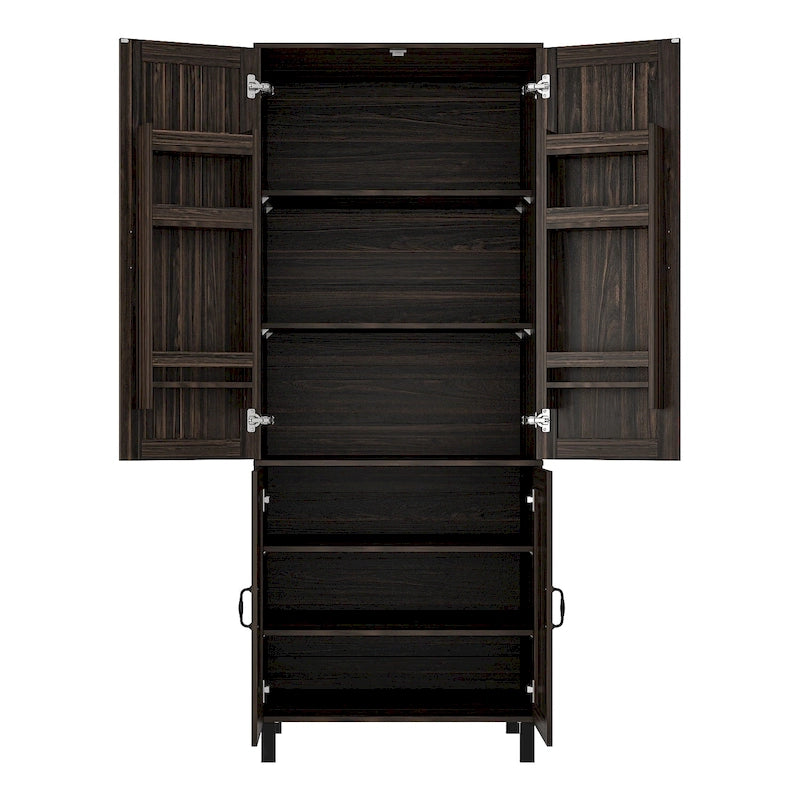 Space-Saving Storage Solution Pantry Cabinet w/Dark Wood Grain Kitchen - 31.5Wx23.6Dx78.7H